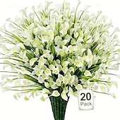 economico Piante e Fiori Artificiali-Confezione da 20 gigli artificiali Kara da esterno, fiori finti in plastica con protezione UV per giardino, veranda, cortile, ufficio, cornice di finestre, scrivania e decorazione per la casa –