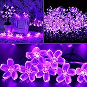 abordables Guirlandes lumineuses led-Guirlande lumineuse solaire en forme de cerisier, 12 m, 100 LED, luminaire décoratif d&#039;extérieur, idéal pour Noël, un mariage, une cour, un balcon ou une clôture, idéal pour Halloween