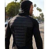 abordables Chaquetas de correr-Hombre Chaqueta para correr Chaqueta para exteriores Chaqueta con capucha Bolsillo Con Capucha Manga Larga Camiseta Ropa Deportiva Algodón Impermeable Resistente al Viento Ligero Transpirable