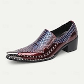 economico Mocassini in pelle premium-Mocassini in pelle di lusso bordeaux e blu con texture coccodrillo per uomo - Scarpe da cerimonia per uomini alla moda in eventi formali e serate fuori