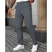 abordables Delgado-Hombre pantalones de traje Pantalones Chinos Bolsillo Botones Plano Comodidad Formal Fiesta Trabajo Moda Estilo clásico Negro Blanco Microelástico