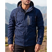 preiswerte Fleece &amp; 3 in 1 Jacken-Herren Windjacke Wanderjacke Fleecejacke Außen Wasserdicht Winddicht Leicht Wanderoutfits Wanderbekleidung Frühling Herbst Oberteil Camping / Wandern / Höhlenforschung Laufen Einfarbig Schwarz