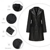 cheap Winter Coats-Women&#039;s Coat Comfortable Buttons Fashion Street Style Plain Outdoor Casual Daily Long Turndown Regular Fit Long Sleeve Outerwear Black Burgundy Camel Fall Winter