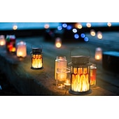 billige Halloween utendørs-1 stk halloween jul utendørs solcelledrevet vanntett blinkende flamme håndholdt lykt 28 led-stråler gårdsplass hage plen sti anhengslampe hengende lys dekorativ lys landskapslys