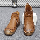 billiga Stövlar-Herr retro läderstövlar med spänne, bekväma loafers för vardagliga utflykter, bilkörning och höstmode