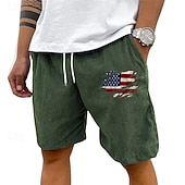 cheap Casual Shorts-Men's Shorts Summer Shorts Casual Shorts Corduroy Shorts Pocket Elastic Waist Drawstring National Flag Comfort Breathable Short Outdoor Vacation Sport Casual Black White