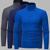 preiswerte Basic-T-Shirts-3er Pack Herren T-Shirt Rollkragenshirt Langarmshirt Langarm Rollkragen Herbst Herbst &amp;Winter schlichtes leichtes Basic Classic 3-teiliges Outdoor Casual Sports weiß schwarz blau Top T-Shirt für
