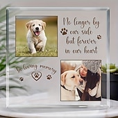 cheap Gifts-Personalized Memorial Acrylic Pet Photo Plaque Custom Sympathy Gifts For Loss Of Loved Ones Forever Loved Pet Dog Memorial Decor for Home Bedroom Decor Tribute to Beloved Pup