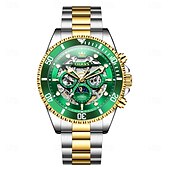 abordables Montres à quartz-OLEVS Hommes Montre à quartz Créatif Mode Décontracté Montre-bracelet Remontage automatique Phase de Lune Lumineux IMPERMÉABLE Acier Suivre
