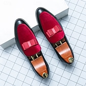 tanie Loafery-męskie mokasyny z czerwonego aksamitu z kokardą – eleganckie, wsuwane buty na przyjęcia, wesela, kolacje i bale maturalne