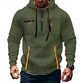 abordables sweats à capuche basiques pour hommes-Homme Sweat à capuche Sweat à capuche quart zippé Sweat à capuche tactique Noir Vert Véronèse bleu marine Kaki Gris Clair À capuche Uni Avec Poches Sport &amp; Loisir Occasionnel Quotidien Streetwear