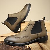 abordables Bottes de Chelsea-Homme Bottes Bottes Chelsea Marche ancien Occasionnel Britannique Cuir PU Confortable Antidérapant Chaud Bottines Mocassin Noir Marron Kaki Automne Hiver