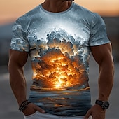 billiga 3D T-shirts-Herr 3D Print Hav 3D T-shirt Kortärmad T-shirt 3D-tryck Rund hals Skjorta drivna Designer Fest Gata Ledigt blå 3# Blå 2# Blå 1# Sommar Vår Alla årstider Kläder S M L XL XXL XXXL