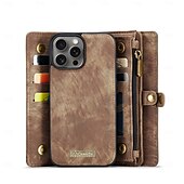 Недорогие Чехлы для iPhone-телефон Кейс для Назначение iPhone 16 15 14 Pro Max Plus iPhone 16e iPhone 13 iPhone 12 Mini Кошелек для карт Съемный Молния с ремешком на запястье ТПУ Кожа PU