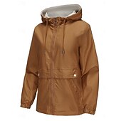 billiga Trenchcoats-Dam Trenchcoat Hoodiejacka Bekväm Andningsfunktion Dragkedja Ficka Ledigt Slät Semester Gata Dagliga kläder Utekväll Dragkedja Normal Luvtröja Normal Långärmad Ytterkläder Svart Gul Vin Vår Höst