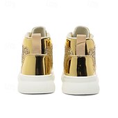 abordables Botines-Hombre Botas Zapatos de Paseo Casual Cuero PU Cómodo Antideslizante Transpirable Botines / Hasta el Tobillo Cordones Plateado Dorado Verano Primavera