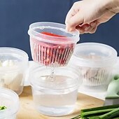 abordables Rangements pour la cuisine-Lot de 5 boîtes de conservation pour aliments avec couvercles, récipients de conservation pour oignons, gingembre et ail, bols de préparation ronds avec drainage pour réfrigérateur, organisateur