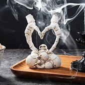 cheap Halloween Hanging &amp; Tabletop Decorations-Halloween Resin Skeleton Heart Hands Decor, Skull Head with Skeleton Hands Forming Heart Shape, Spooky Tabletop Decoration for Halloween Party and Home Holiday Display