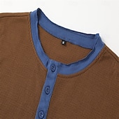  Муж. Вафельная рубашка Henley Футболки С короткими рукавами Сплошной цвет На каждый день Пуговицы Хенли на открытом воздухе Повседневные Лето Черный Белый Желтый Футболка Хенли