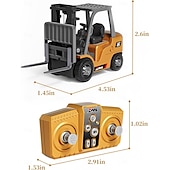 preiswerte Parteibevorzugung-1/64 RC-Gabelstapler-Spielzeug, 7-Kanal-2-Modus-Mini-Fernbedienungs-Gabelstapler mit wiederaufladbarer Batterie, 2-in-1-transformierbare Hubgabel &amp;Haken mit Lichtern &amp;Geräusche für Erwachsene, Kinder,