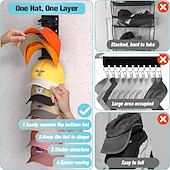 cheap Storage &amp; Organization-2 Packs Hat Organizer for Baseball Caps, Hat Rack for Wall with Strong Adhesive Hold up to 20 Hats, Hat Hanger Holder Display for Door Closet, Cap Organizer Storage Multilayer Two Mounting Option