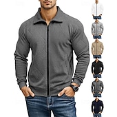 abordables Vestes Décontractées-Homme Veste Légère Veste Décontractée Vacances Quotidien Respirabilité Avec Poches Jacquard Printemps Automne Uni Mode Classique Revers Régulier Noir Blanche bleu marine Kaki Gris Claire Veste