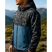 preiswerte Wasserdichte Jacken-Herren Wanderjacke Hardshelljacke Außen Wasserdicht Winddicht Wanderoutfits Wanderbekleidung Frühling Herbst Oberteil Jagd Camping / Wandern / Höhlenforschung Reisen Patchwork Schwarz Rot Blau