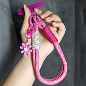abordables Cordons et dragonnes pour téléphone-Corde courte imprimée pour téléphone portable, pendentif fleur, corde tissée courte à double usage, corde de suspension robuste pour voyage en plein air pour hommes et femmes