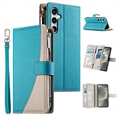 baratos Capa Samsung-telefone Capinha Para Samsung Galaxy S25 S25 Mais S25 Ultra S24 Ultra S24 Plus S24 S24 Ultra Plus A55 A35 A25 A15 5G Capa para Cartão Wallet Suporte para Alianças Proteção de corpo inteiro com cordão