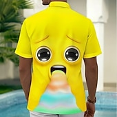  Homens Desenho Animado Engraçado Rosto sorridente Camisa Social camisa de verão camisa de botão Manga Curta Moda Casual Ao ar livre Férias Dia a Dia Verão Primavera Aberto para a Lateral Impressão 3D
