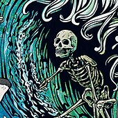 economico Magliette di Halloween-r.i.p_current di David Lozeau, camicia da uomo con bottoni e teschio sull&#039;oceano, manica corta, edizione limitata dell&#039;artista