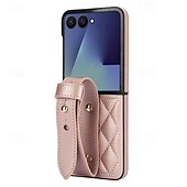 cheap Samsung Cases-Phone Case For Samsung Galaxy Z Flip 7 Z Flip 6 Z Flip 5 Z Flip 4 Z Flip 3 Back Cover with Wrist Strap Shockproof Retro TPU PU Leather