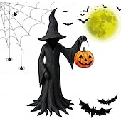 お買い得  ハロウィンの吊るし飾りとテーブルトップ装飾-ハロウィン魔女像 樹脂製魔女 神秘的な像 装飾品 ゴシック魔女 カボチャのフィギュアを持つ 寝室 リビングルーム キッチン デスクトップ用ホームデコレーション
