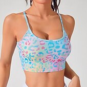 זול חזיות ספורט וגופיות-בגדי ריקוד נשים חזיית יוגה טנק חזיית פילאטיס תחתונים תמיכה בינונית נושם גב קרוסי פרחים ספורט לבוש אקטיבי כחול בהיר כחול אגם חדר כושר פילאטיס ריצה