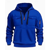 voordelige basic hoodies voor heren-Voor heren Trui met capuchon Hoodie met kwartrits Zwart Wit Wijn Leger Groen Rood Capuchon Effen Zak Kwart ritssluiting Sport &amp; Outdoor Dagelijks Feestdagen Polyester Streetwear Basic Casual Lente