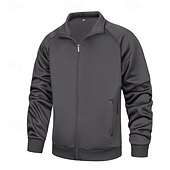 economico Giubbotti e cappotti da uomo-Per uomo Giacca in Pile Giacca Casual Vacanza Quotidiano Traspirabilità Tasca Primavera Autunno Semplice Moda Classico Collo alla coreana Regolare Nero Cachi Verde militare Grigio Giacca