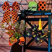 economico Halloween-Nastro con bordo rinforzato per Halloween, 4 rotoli, nastro stampato a forma di pipistrello, ragno, zucca, gambe di strega, cappello, pois, nastri in grosgrain per Halloween, ghirlanda per la casa,