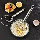 cheap Kitchen Utensils &amp; Gadgets-Stainless Steel Magic Dough Whisk Double Loop Mixer, Handheld Flour Dough Mixing Tool, Manual Egg Beater and Bread Batter Stirrer for Baking, Kitchen Utensil for Pastry and Pizza Dough