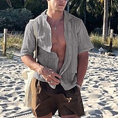 preiswerte Herren Strickjacke-Herren Pullover Strickjacke Kurzer Pullover Gerippt Stricken Normale Oberteile Gestrickt Einfach Umschlagkragen Bohemien Urlaub Lässig Alltagskleidung Bekleidung Sommer Schwarz Weiß S M L