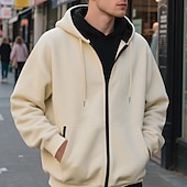 abordables sudaderas basicas hombre-Hombre Sudadera Sudadera con capucha y cremallera completa Sudadera con capucha de lana Albaricoque Negro Verde Ejército Azul Marino Gris Claro Con Capucha Plano Bolsillo Deporte Diario Festivos