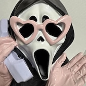Недорогие Хэллоуинские висячие и настольные украшения-Статуэтка призрака с кричащим лицом из розовой смолы на Хэллоуин, страшная, светящаяся статуя для украшения рабочего стола в домашнем офисе