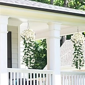baratos Plantas Artificiais-Pacote com 4 flores artificiais penduradas, guirlanda de glicínias artificiais para decoração de jardim interno e externo, pátio, varanda, casamento e casa, plantas penduradas violetas para todas as