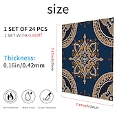 お買い得  ウォールステッカー-24枚のモロッコ風タイルステッカー、厚手のクリスタルフィルムPVC壁用デカール、防水 &amp;耐油性、取り外し可能なレトロなタイル壁装飾、バスルーム、キッチン、ヴィンテージホーム