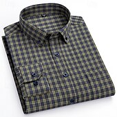 preiswerte Businesshemden für Herren-Herren Hemd Kleidhemd Knopfhemd Karomuster Hochzeit Party Schwarz Rote Blau Grün Langarm Revers Frühling Herbst Bekleidung