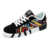 cheap Men&#039;s Sneakers-Men&#039;s Sneakers Walking Casual PU Leather Canvas Comfortable Slip Resistant Breathable Lace-up Black White Red Summer Spring