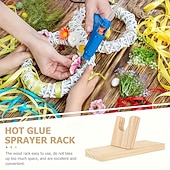 abordables Down to $30-Natural Wood Hot Melt Glue Gun Holder - Sturdy Craft Tool Stand with Melting Funnel Simple Design for DIY Projects and Handmade Creations