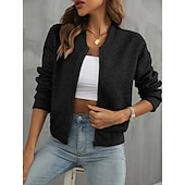 economico bomber-Per donna Giacca Casual Confortevole Traspirante Cerniera completa All&#039;aperto Casual Semplice Casuale Abbigliamento quotidiano Regolare Bavero classico Vestibilità regolare Manica Lunga Capispalla