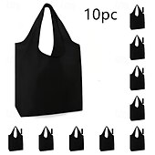 preiswerte Gepäck- und Reiseaufbewahrung-10 wiederverwendbare, faltbare Einkaufstaschen, strapazierfähige, waschbare Tragetaschen aus Polyester mit stabilen Griffen, leuchtende Farben, umweltfreundliche Einkaufstaschen für den täglichen