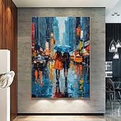 levne Krajinomalby-Velká postava olejomalba ručně malované akrylové ženy deštivá městská krajina olejomalba velká pouliční umění krajina olejomalba ručně malované plátno umění malba nástěnné umění ručně malované dívky