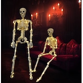 economico Halloween all&#039;Aperto-1 pezzo da 90 cm/35 pollici di Halloween, modello di scheletro luminoso attivo con articolazioni, appeso in piedi, seduto, sdraiato, luce calda, scatola per batterie AA, luci decorative horror e